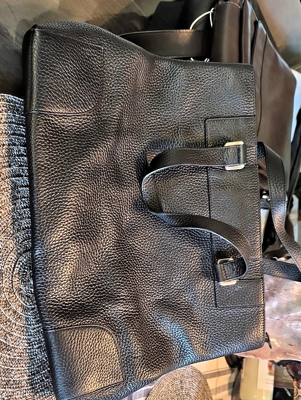 Pierotucci Black Leather Tote